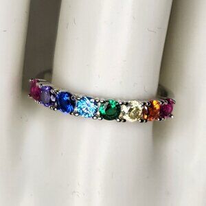Rainbow Small Oval S925 Ring